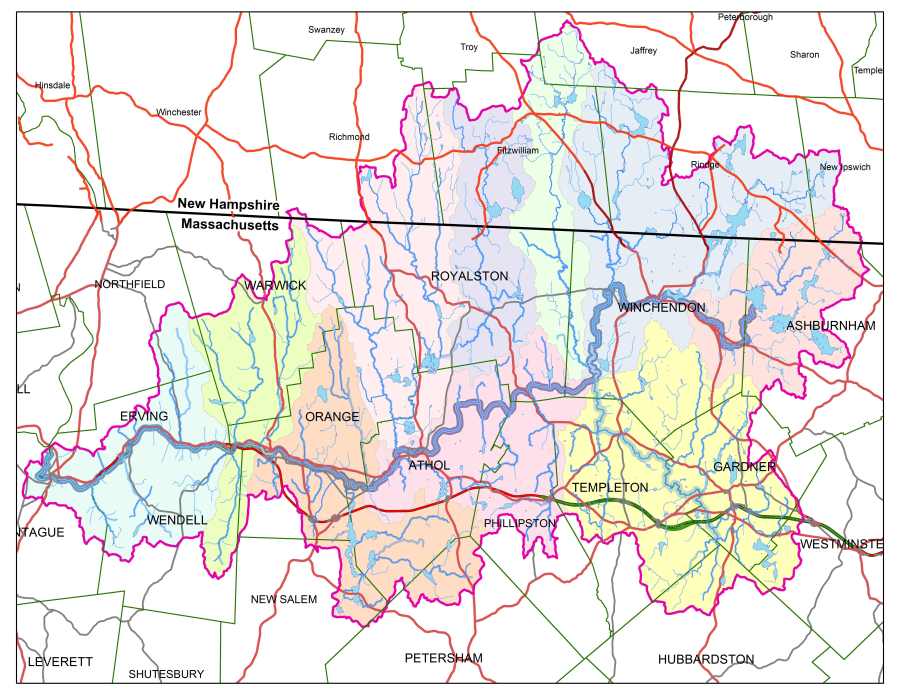 Map of the Millers River Watershed