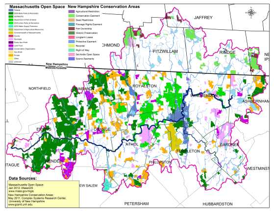 Map of Open Space in the Millers River Watershed